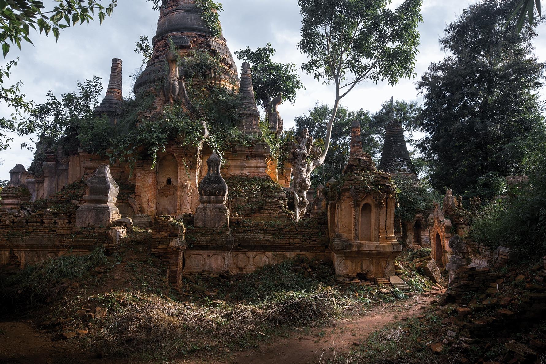 Environs of Inle lake, ancient ruins abound, Indei, Myanmar