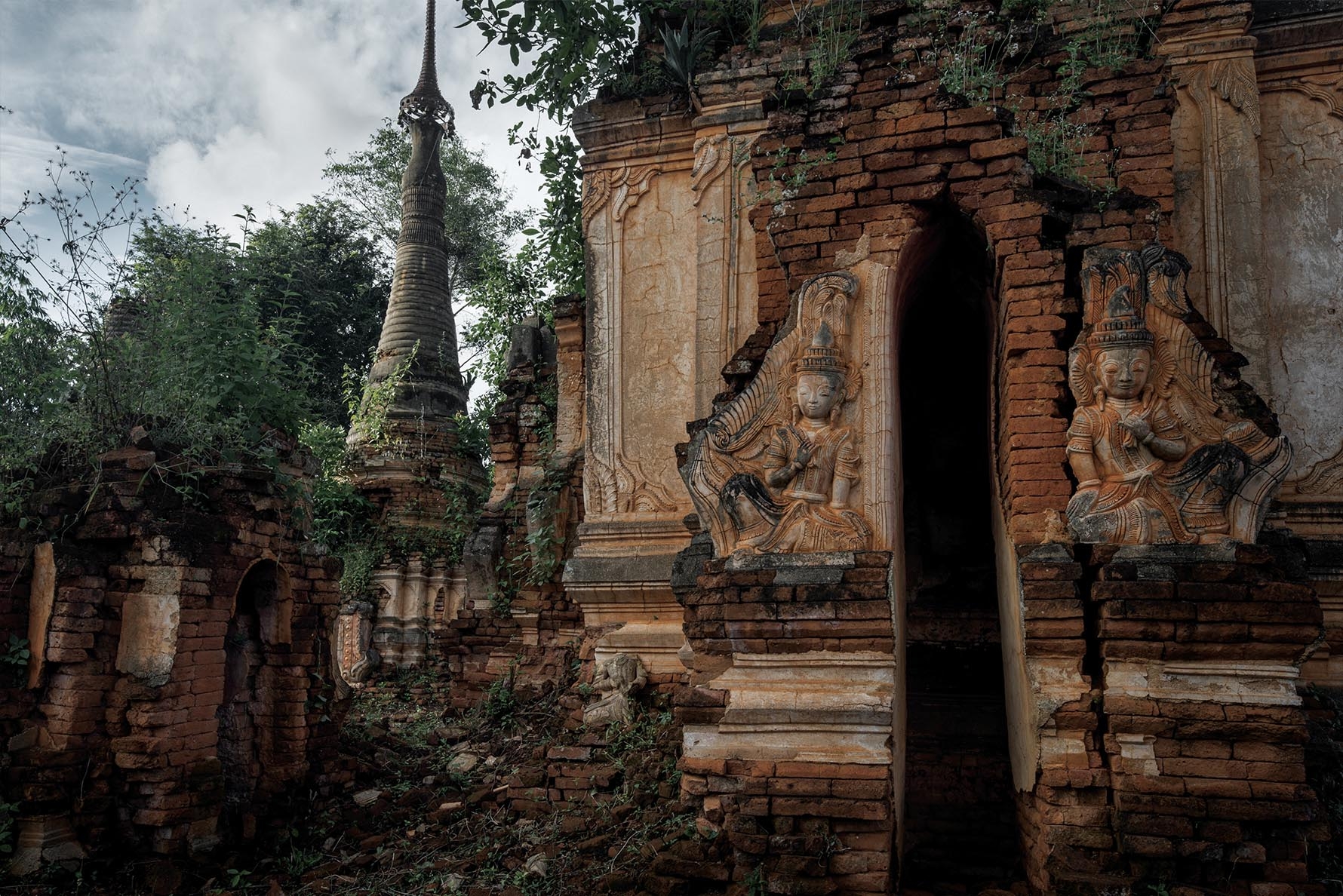 Environs of Inle lake, ancient ruins abound, Indei, Myanmar