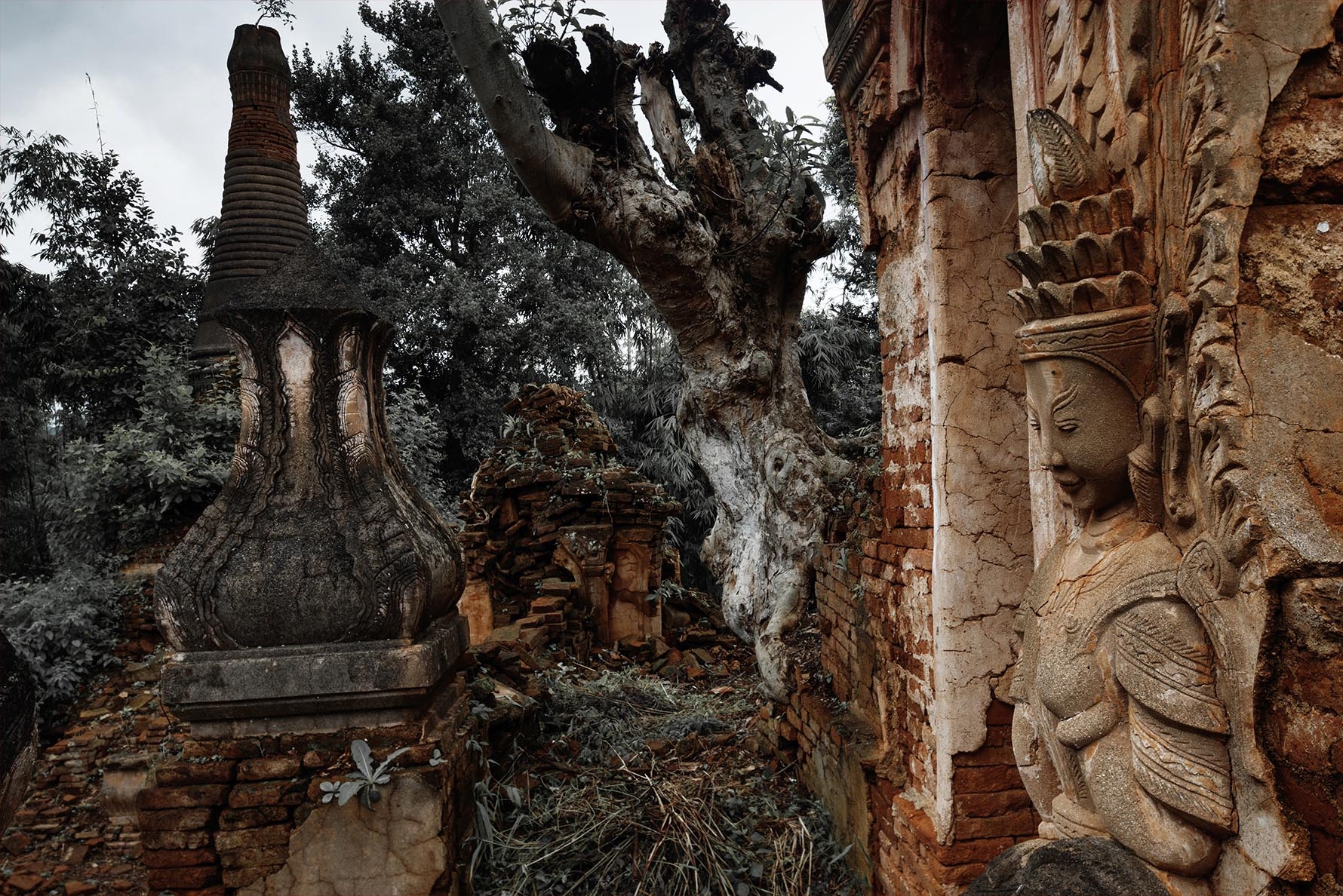 Environs of Inle lake, ancient ruins abound, Indei, Myanmar